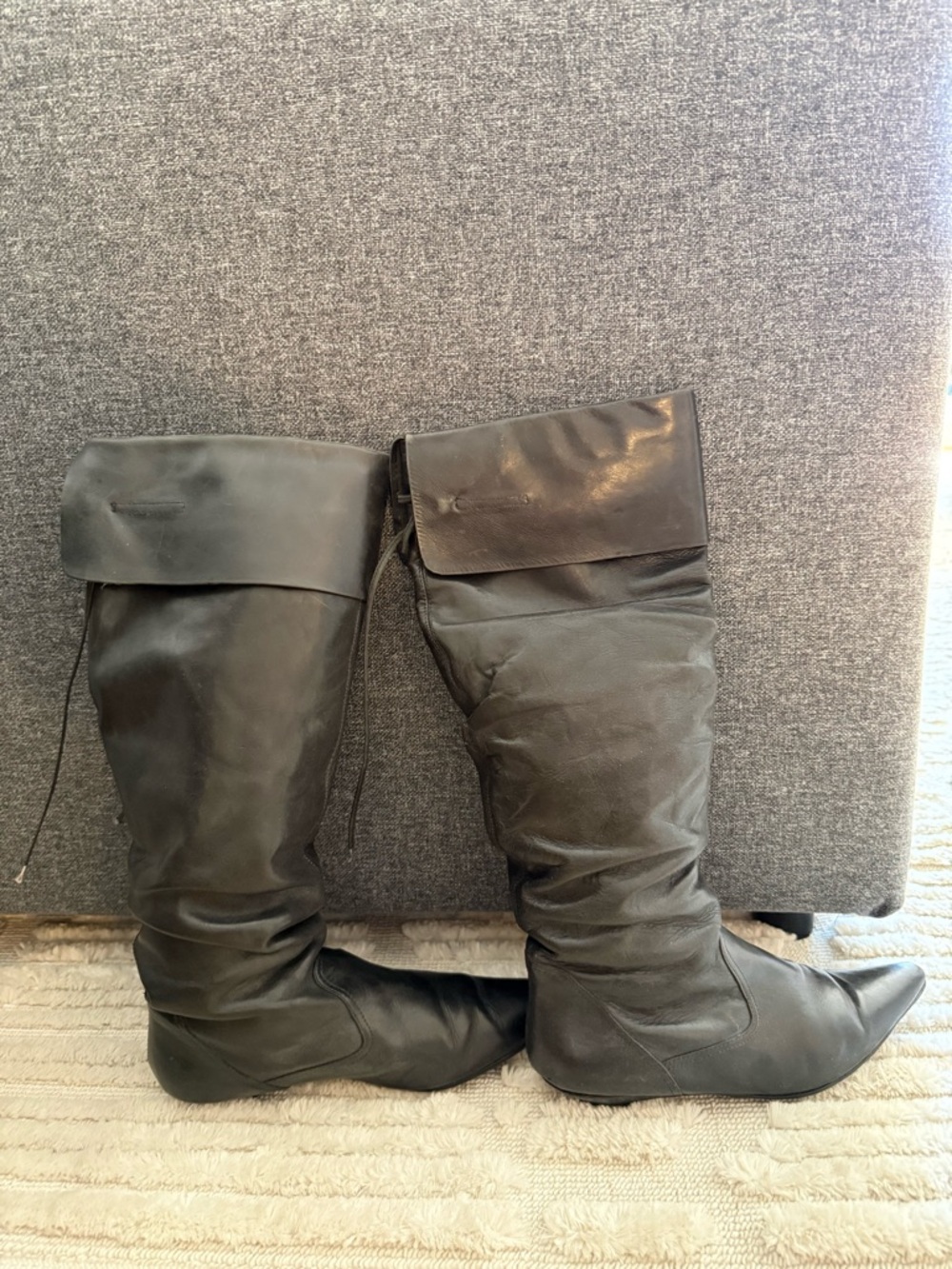 Steve Madden Black Fold-Over Leather Riding Boots